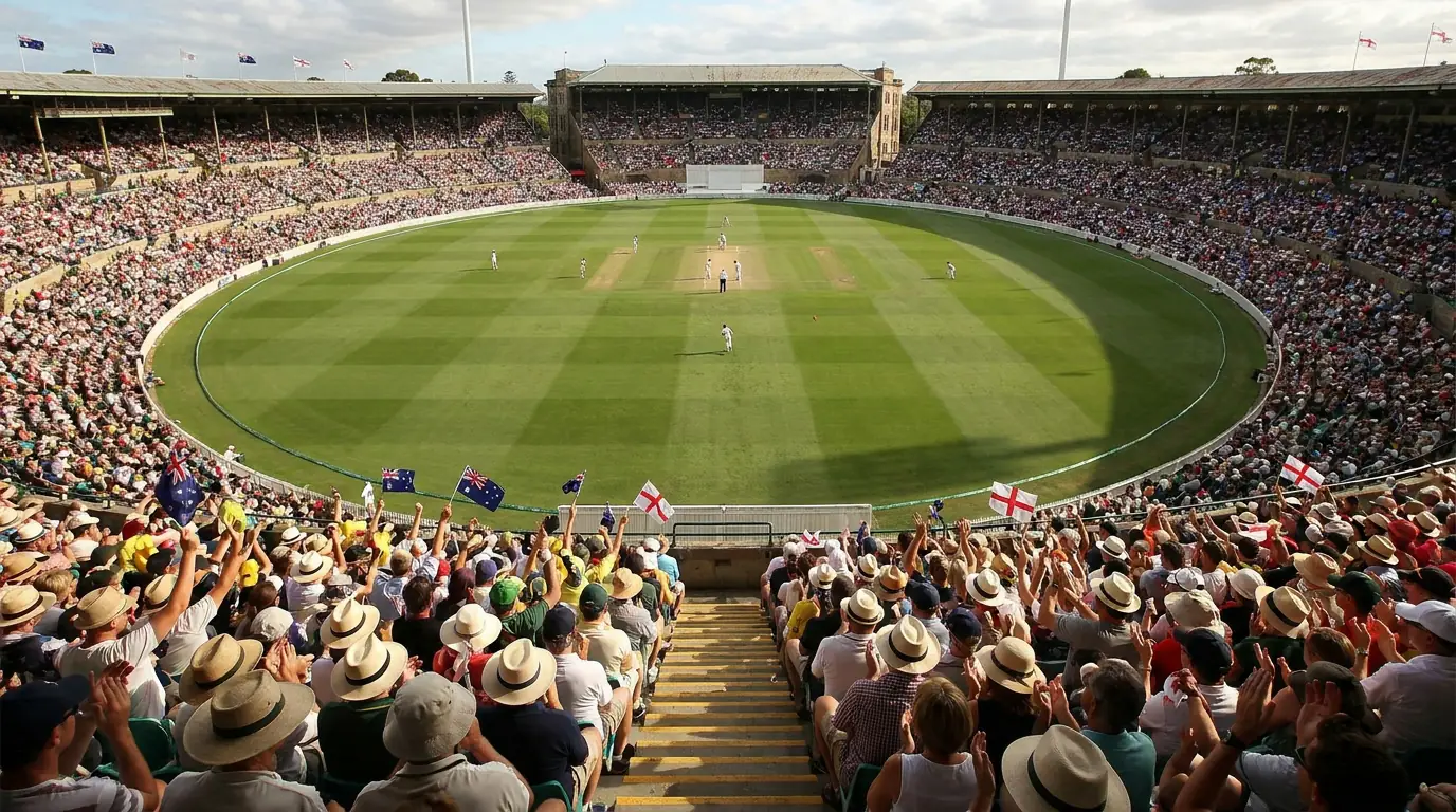 Packed home crowd at an Ashes Test creating home advantage