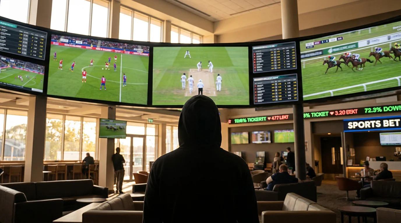 Cricket shown alongside other popular UK betting sports on screens