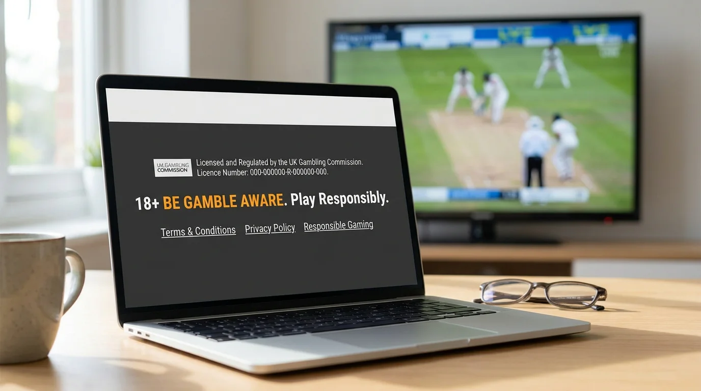 UK Gambling Commission licence shown in a betting site footer with an 18-plus notice