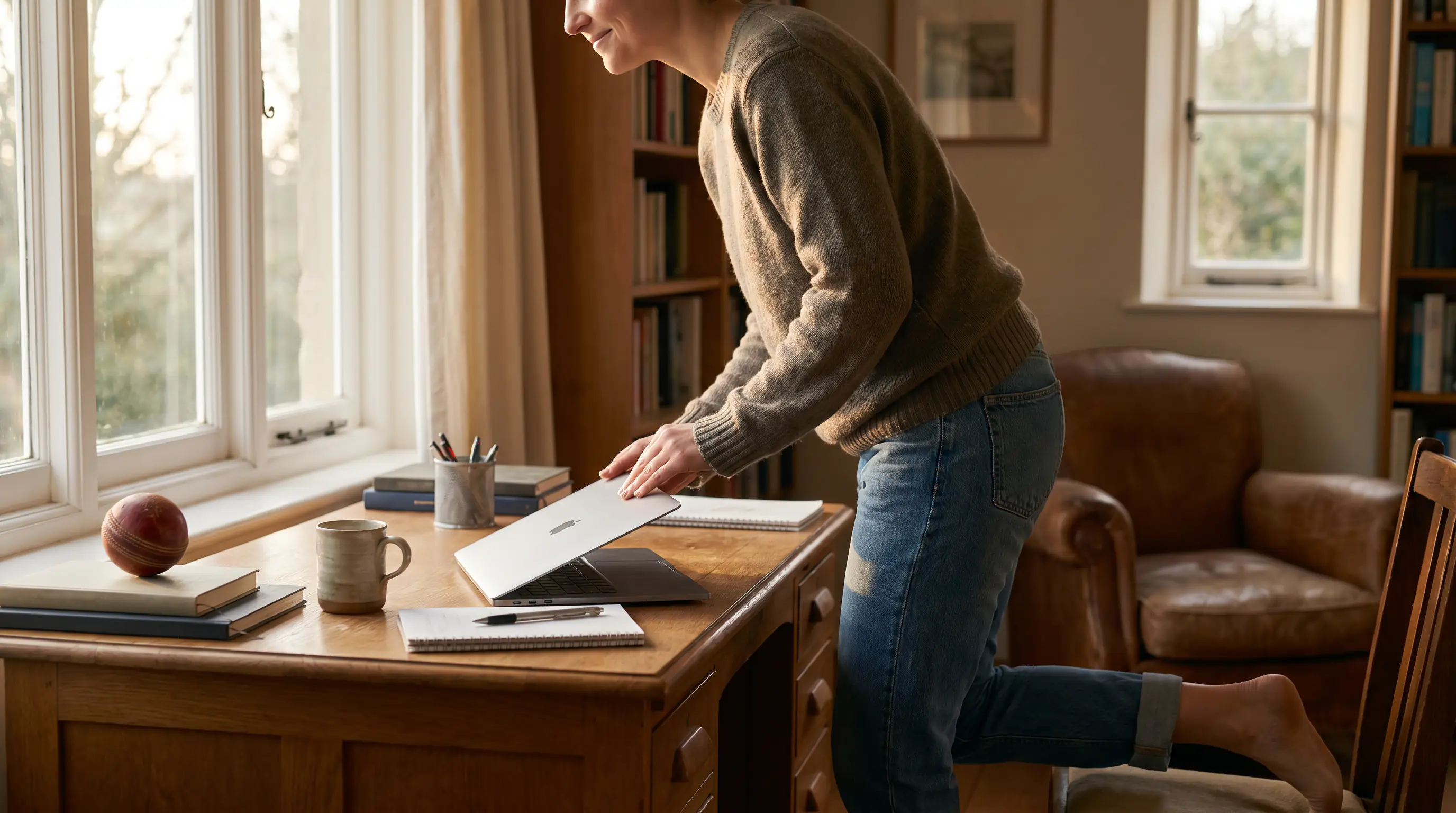 Person stepping away from screens to take a break