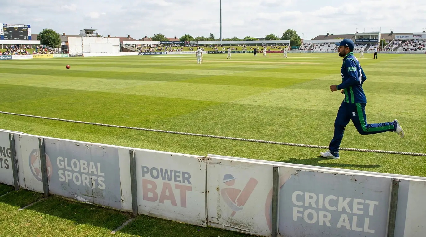 Row of advertising boards around a cricket boundary