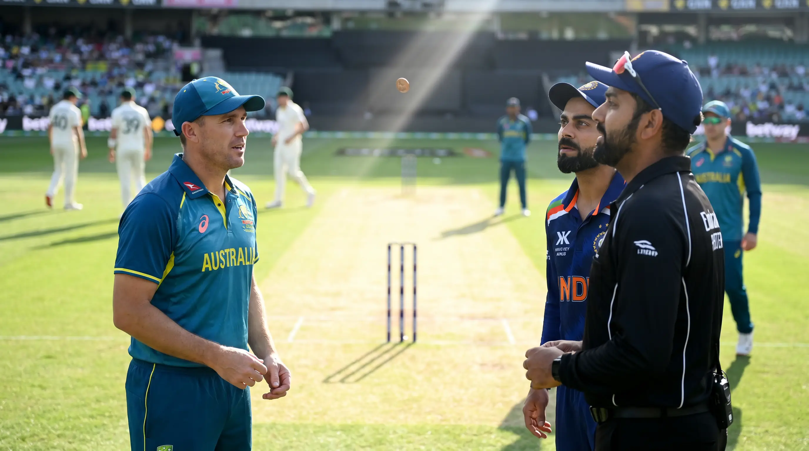 Coin toss before a cricket match representing high-margin novelty betting markets