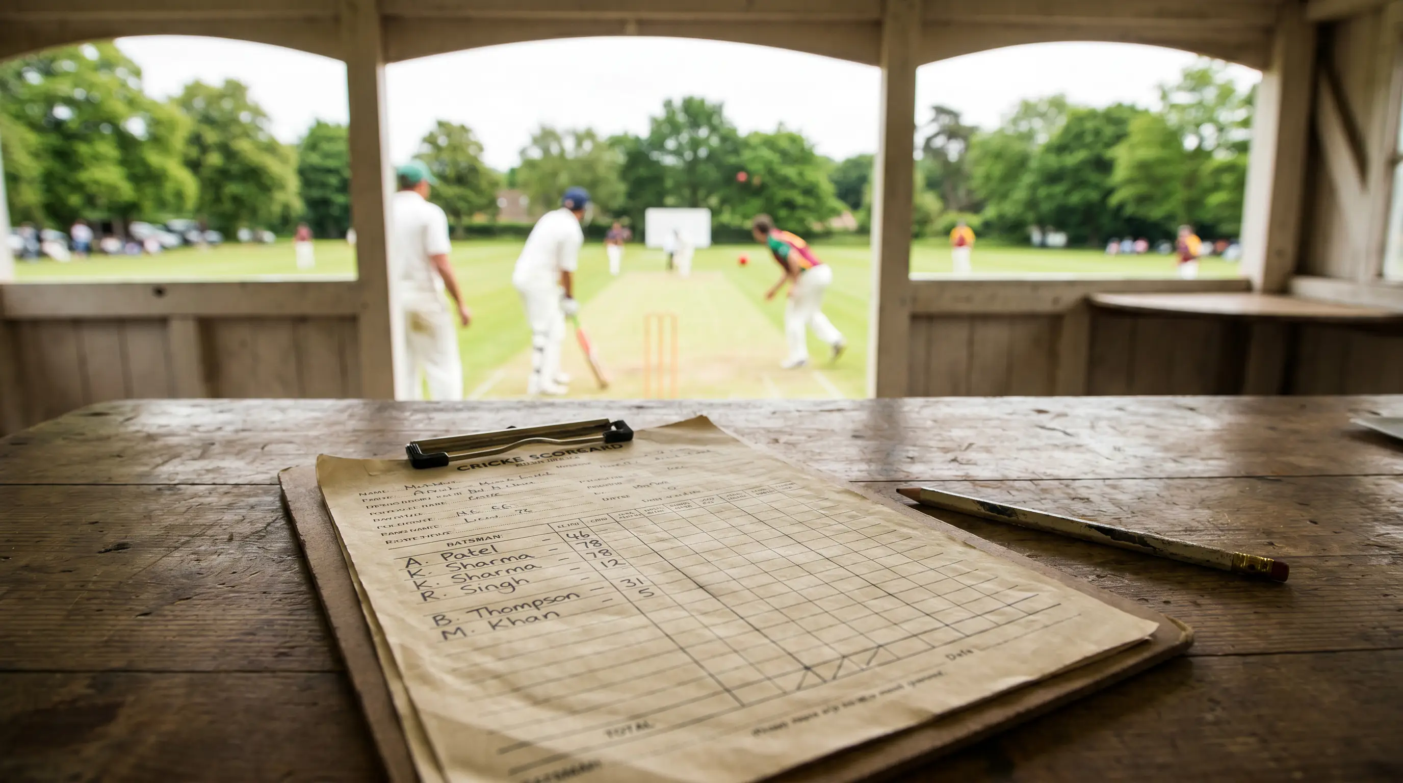 Cricket scorecard listing batsmen and their individual runs
