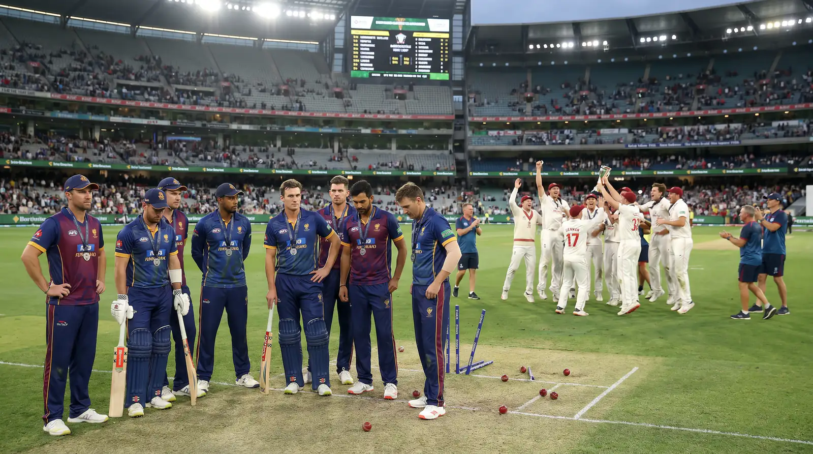 Cricket team finishing as runners-up in a tournament