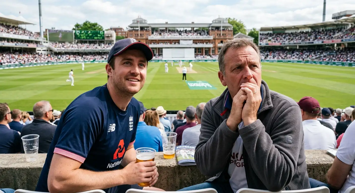 Two people taking opposite views on a cricket match outcome