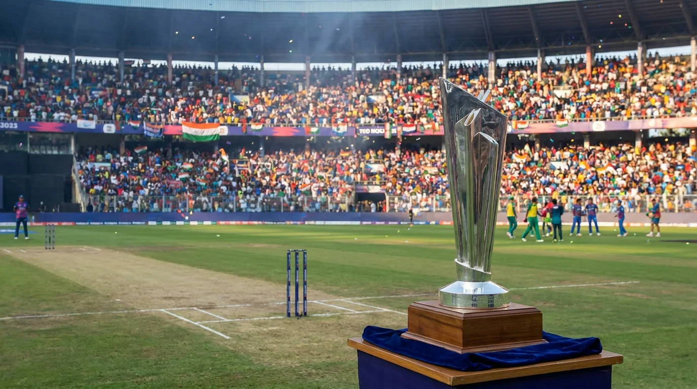 T20 Blast Finals Day trophy and packed stadium